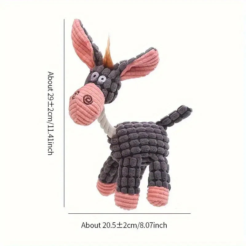Plush Squeaky Donkey Chew Toy