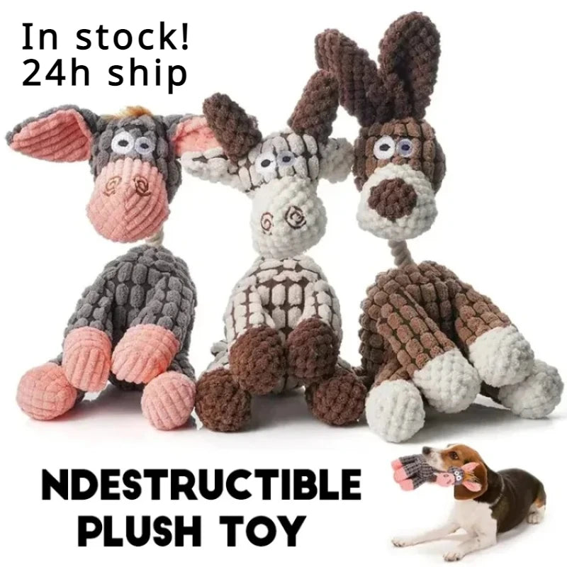 Plush Squeaky Donkey Chew Toy