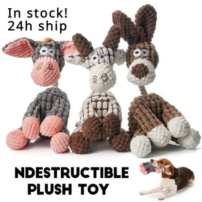 Plush Squeaky Donkey Chew Toy