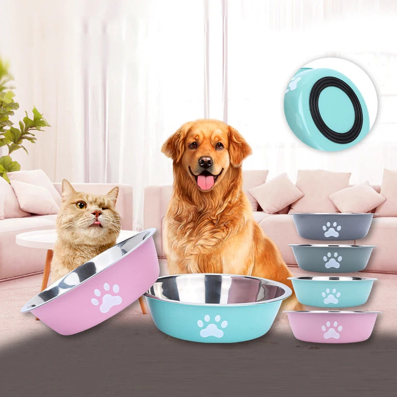 Stainless Steel Paw Print Bowl