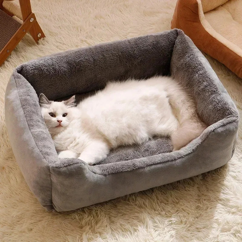 Warm Plush Winter Basket Bed
