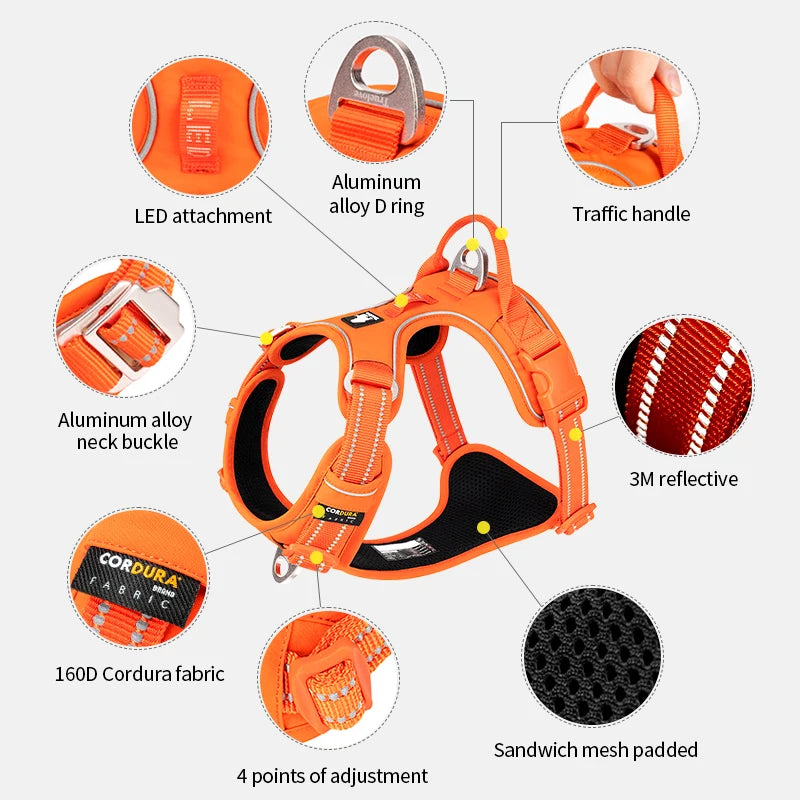 Adjustable Reflective No-Pull Nylon Harness