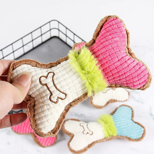 Plush Squeaky Bone Chew Toy