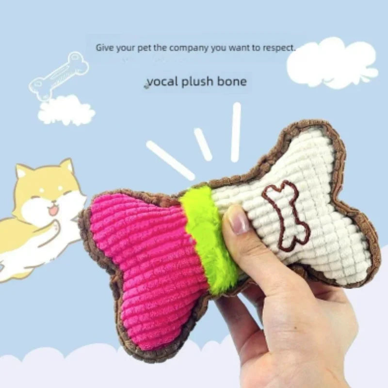Plush Squeaky Bone Chew Toy