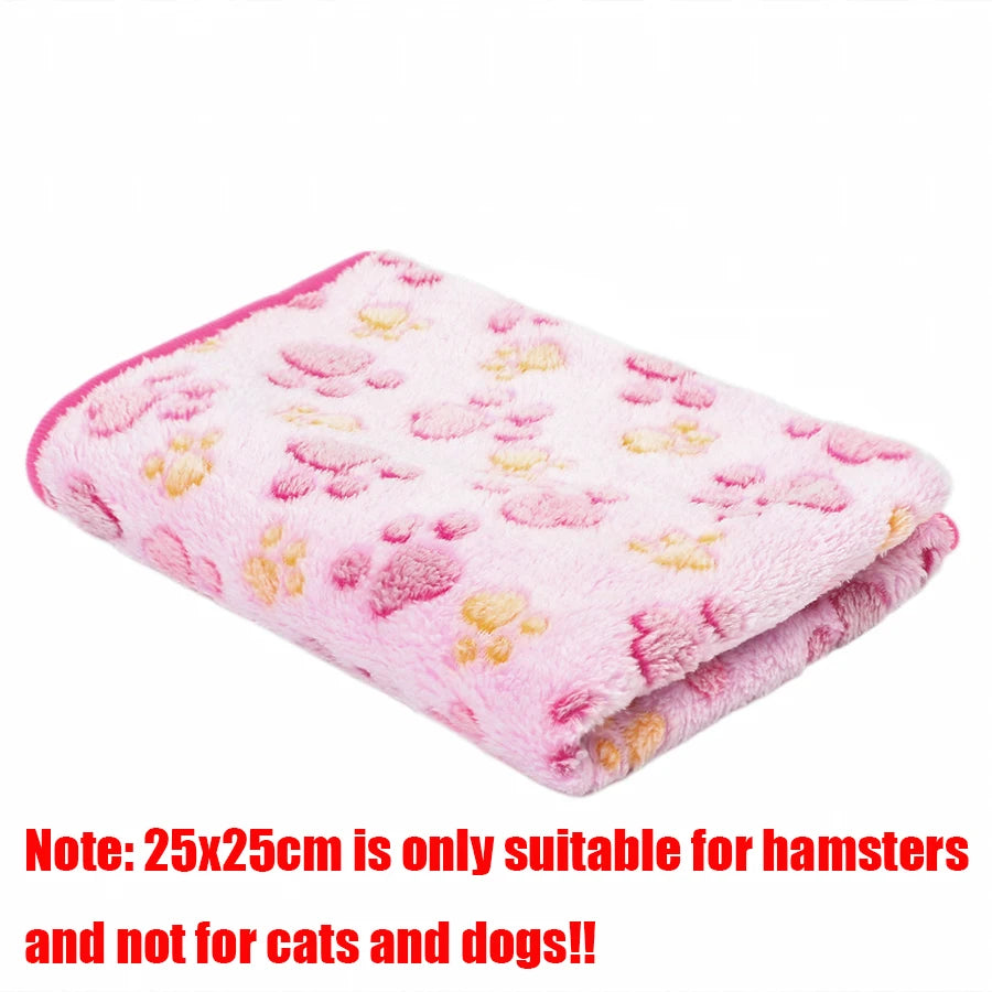 Soft Coral Fleece Paw Print Blanket