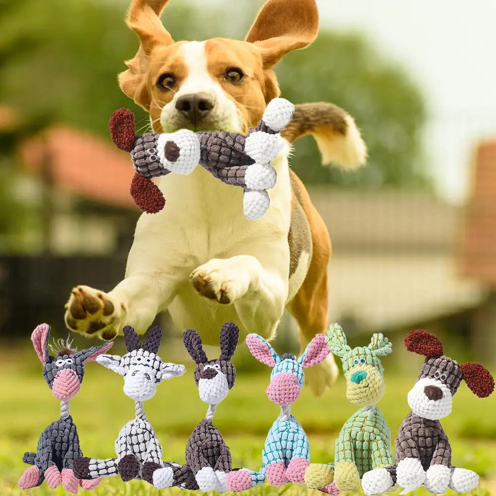 Plush Squeaky Donkey Chew Toy