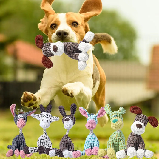 Plush Squeaky Donkey Chew Toy