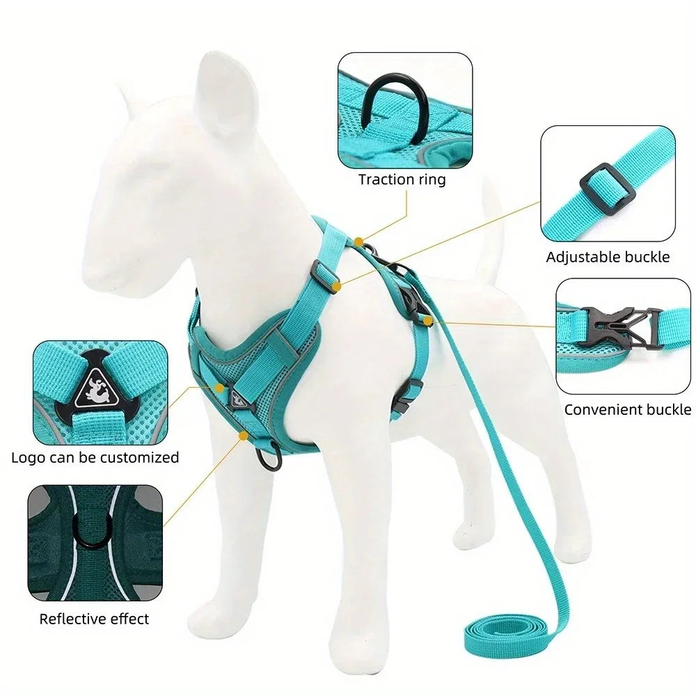 Reflective No-Pull Harness and Leash Set