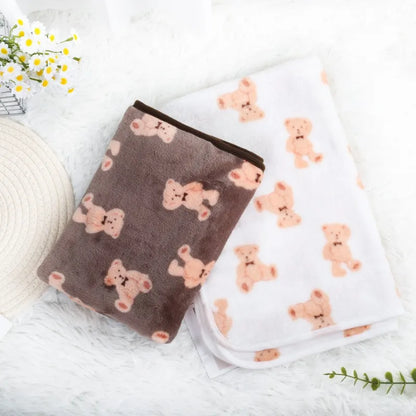 Soft Coral Fleece Paw Print Blanket