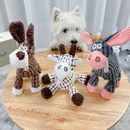 Plush Squeaky Donkey Chew Toy