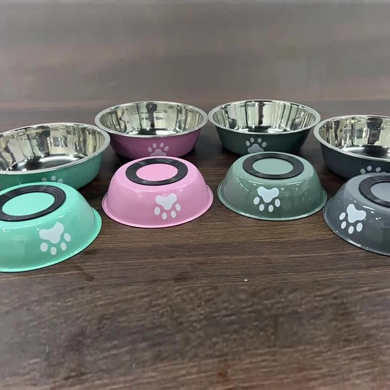 Stainless Steel Paw Print Bowl
